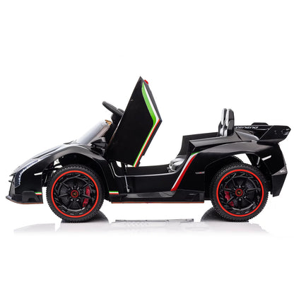 12V Ride on Sports Cars with Remote Control, Lamborghini Poison Kids Ride on Vehicles Toys for Boys Girls 3-5 Years Old Gifts, Battery Powered Kids Electric Cars with Music, LED Light, Black