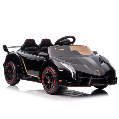 12V Ride on Sports Cars with Remote Control, Lamborghini Poison Kids Ride on Vehicles Toys for Boys Girls 3-5 Years Old Gifts, Battery Powered Kids Electric Cars with Music, LED Light, Black