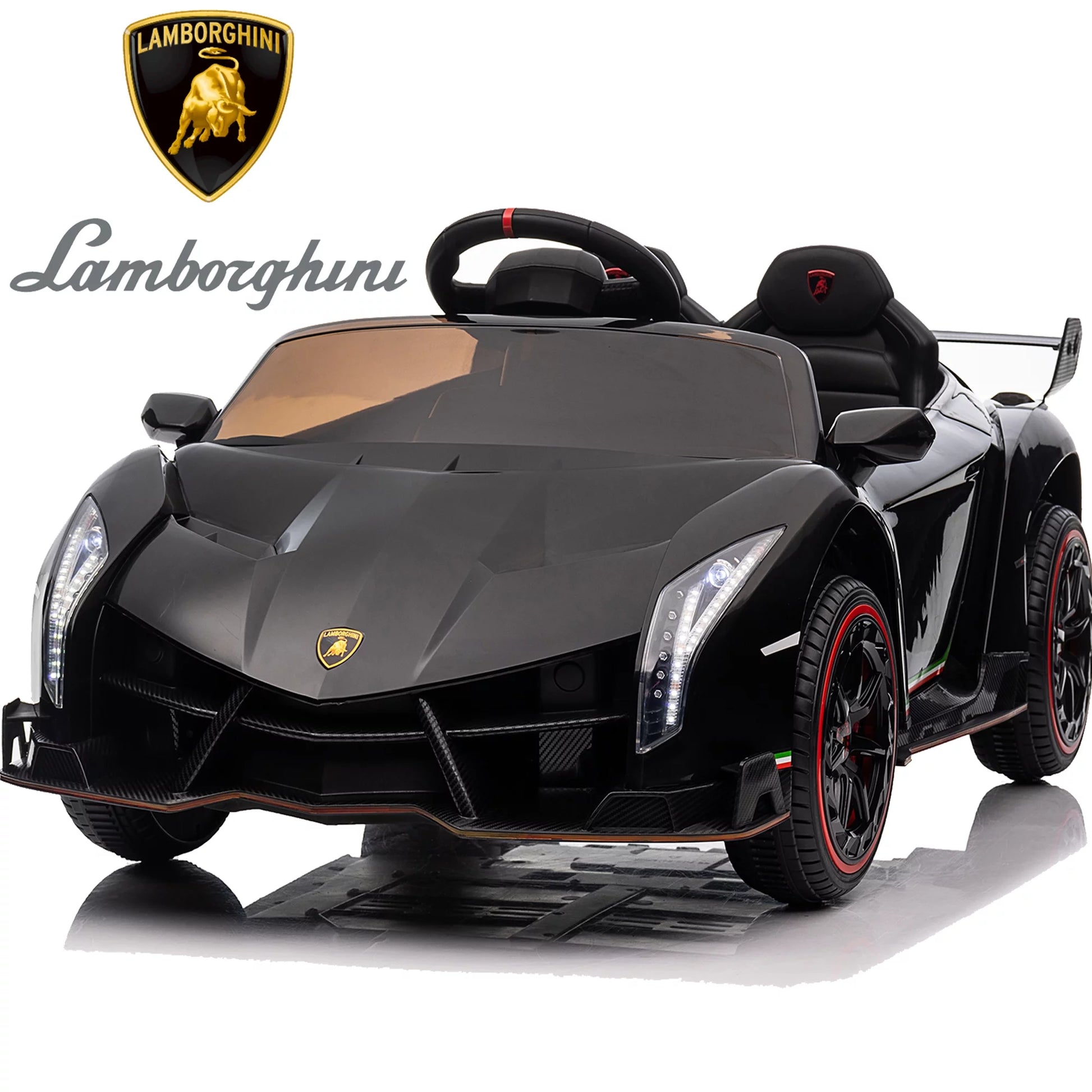 12V Ride on Sports Cars with Remote Control, Lamborghini Poison Kids Ride on Vehicles Toys for Boys Girls 3-5 Years Old Gifts, Battery Powered Kids Electric Cars with Music, LED Light, Black