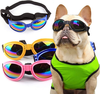 2Pcs 5 Colors Foldable Pet Dog Glasses Medium Large Dog Pet Glasses Pet Eyewear Dog Goggles Sunglasses (Dog Sunglasses Black + White), 17Cm X 15Cm/6.7 X 5.9Inch