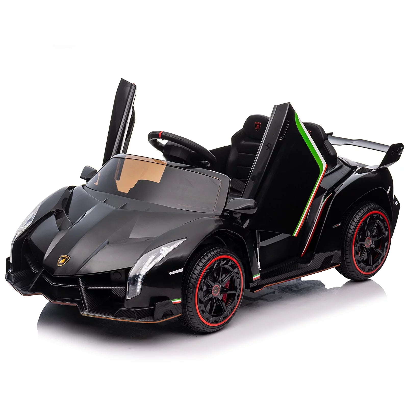 12V Ride on Sports Cars with Remote Control, Lamborghini Poison Kids Ride on Vehicles Toys for Boys Girls 3-5 Years Old Gifts, Battery Powered Kids Electric Cars with Music, LED Light, Black