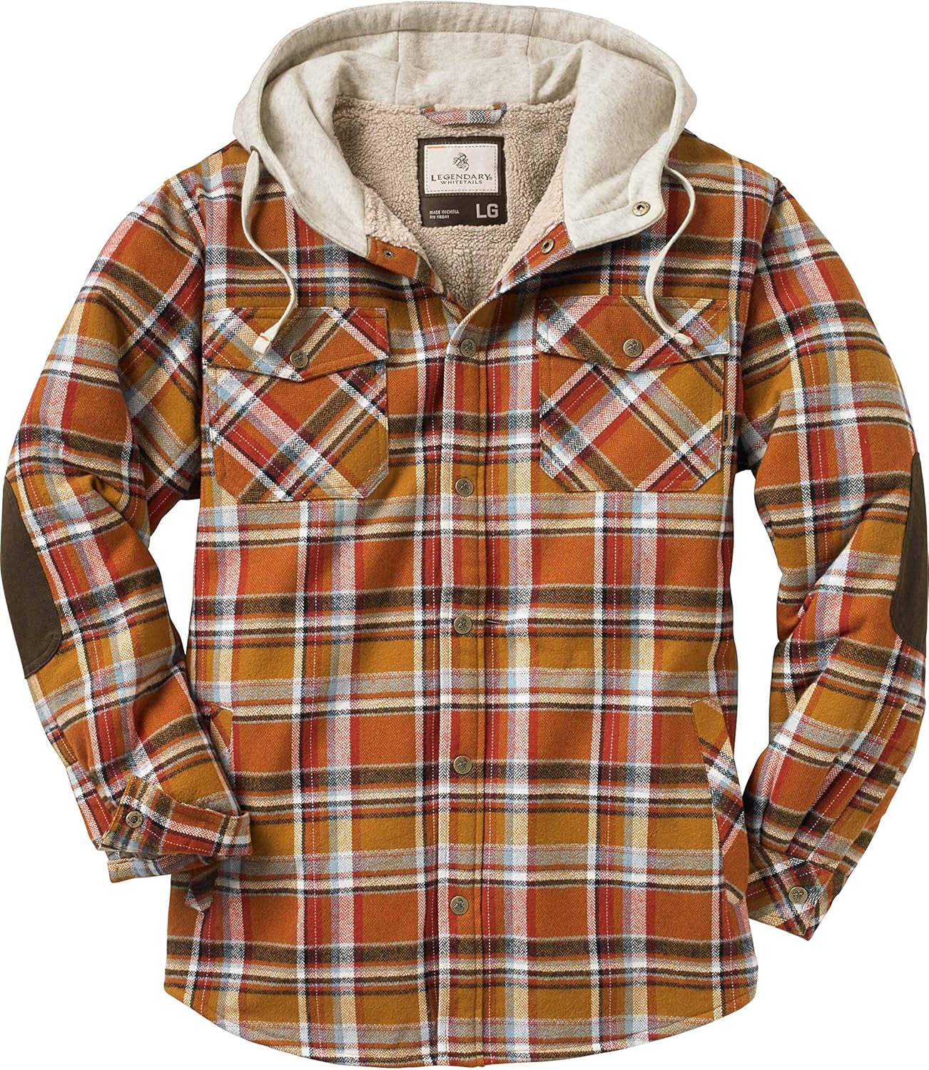 Men'S Camp Night Berber Lined Hooded Flannel Shirt Jacket