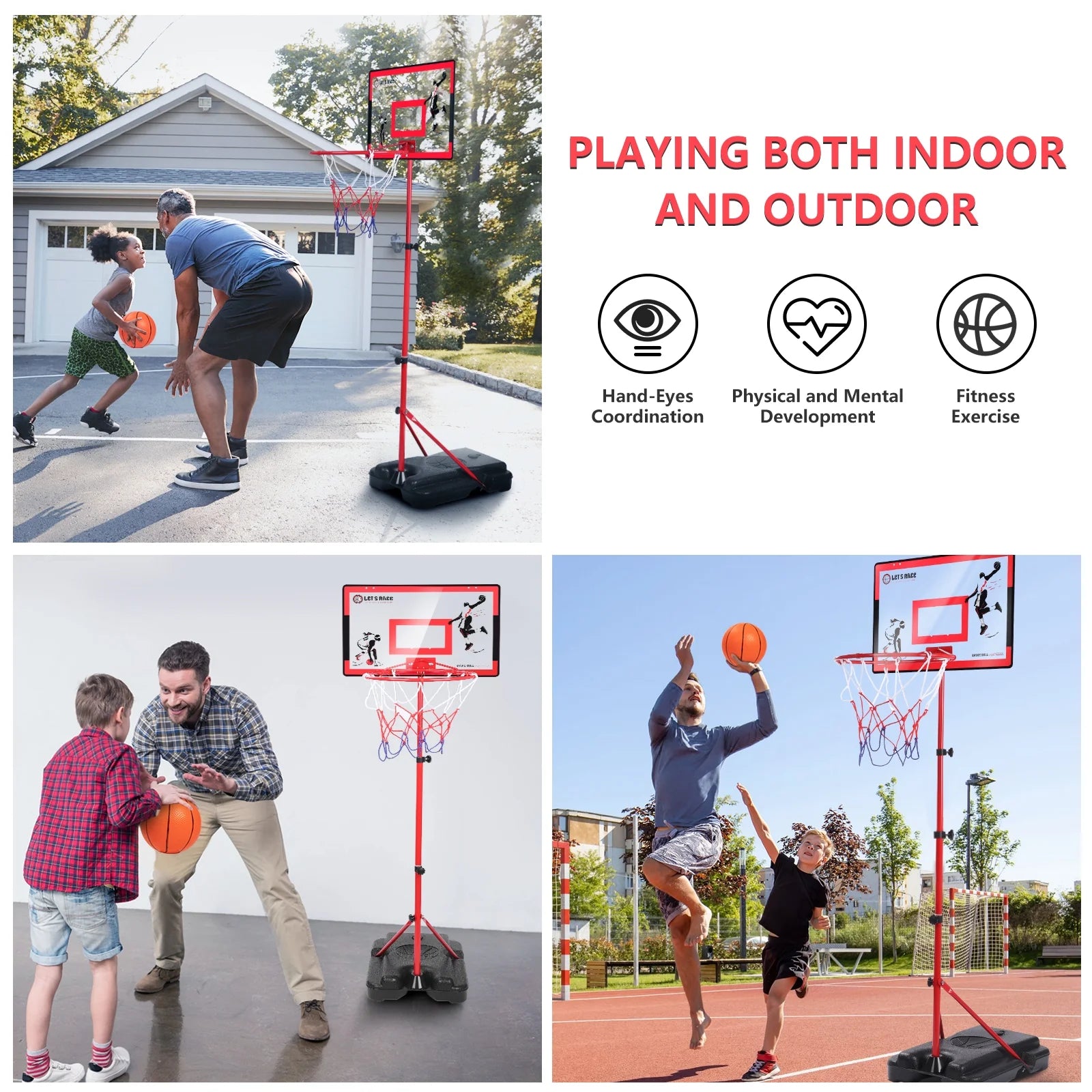 Kids Basketball Hoop for Age 3 4 5 6 7 8, Toddler Basketball Hoops Adjustable Height 3.01Ft-5.64Ft, Indoor Outdoor Mini Basketball Hoop Goal & Backboard Ball Games Toys for Girl Boy