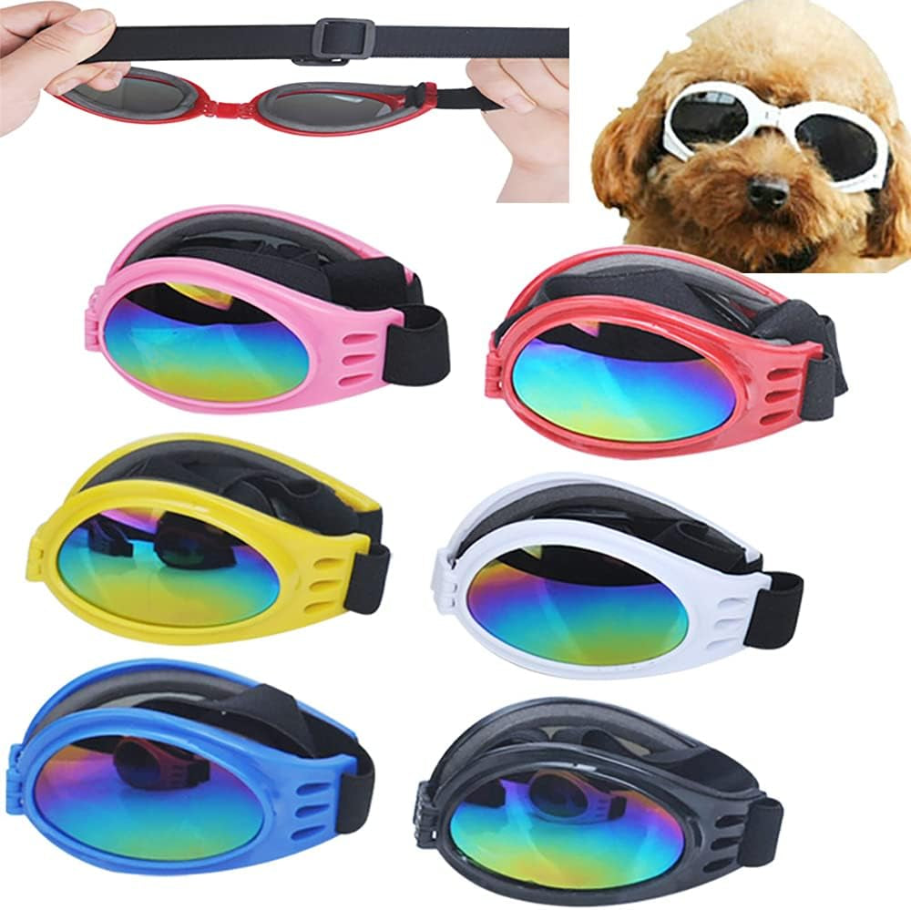 2Pcs 5 Colors Foldable Pet Dog Glasses Medium Large Dog Pet Glasses Pet Eyewear Dog Goggles Sunglasses (Dog Sunglasses Black + White), 17Cm X 15Cm/6.7 X 5.9Inch