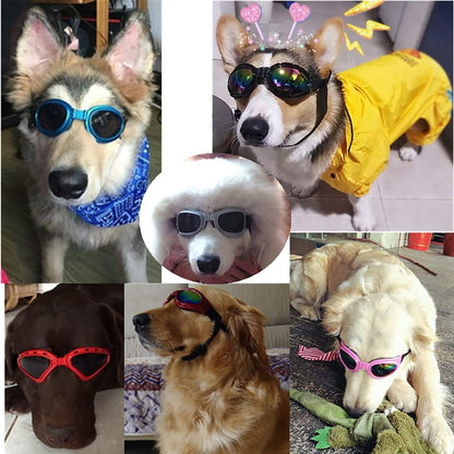 2Pcs 5 Colors Foldable Pet Dog Glasses Medium Large Dog Pet Glasses Pet Eyewear Dog Goggles Sunglasses (Dog Sunglasses Black + White), 17Cm X 15Cm/6.7 X 5.9Inch