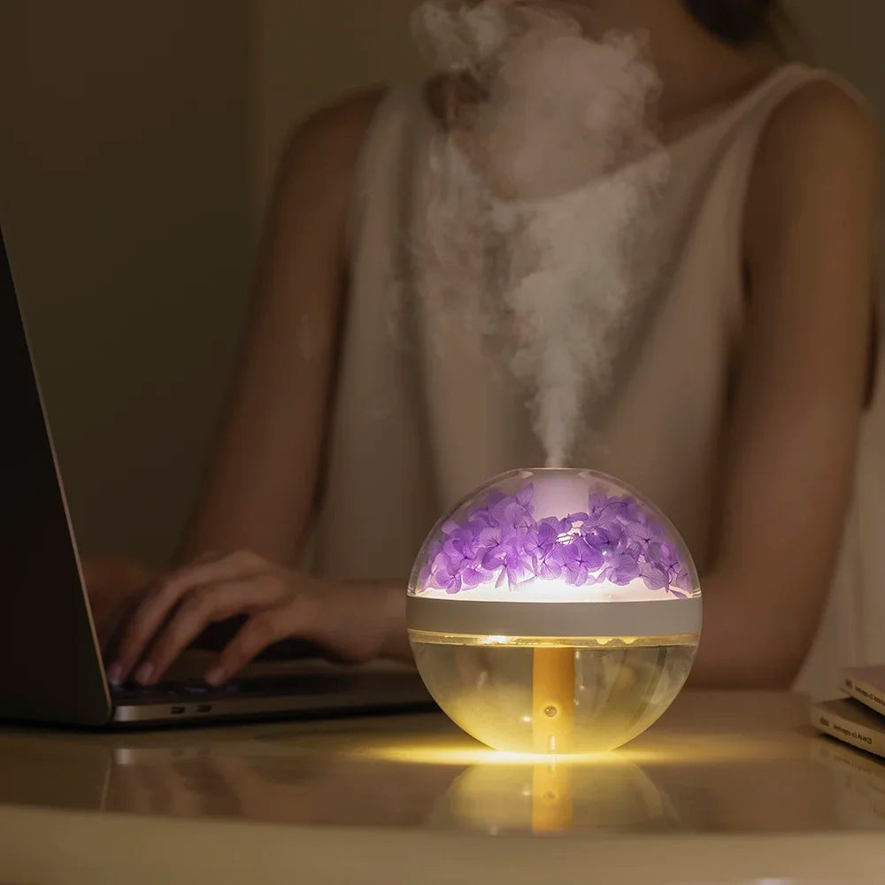 270ML Air Humidifier USB Rechargeable 800Mah Home Hydration Humidifier Colour LED Light Mist Maker Flower Humidificador