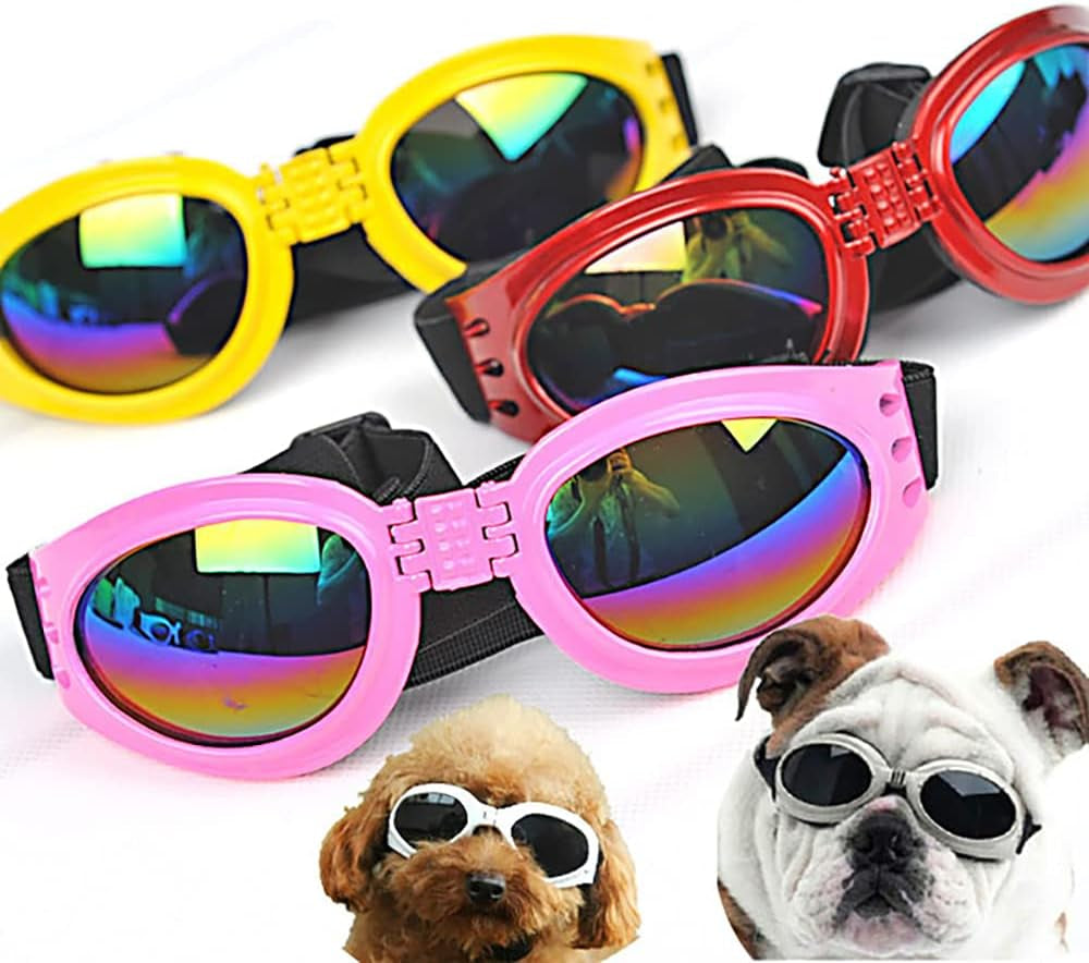 2Pcs 5 Colors Foldable Pet Dog Glasses Medium Large Dog Pet Glasses Pet Eyewear Dog Goggles Sunglasses (Dog Sunglasses Black + White), 17Cm X 15Cm/6.7 X 5.9Inch